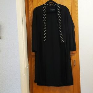 All Saints Black Duster metal grommets